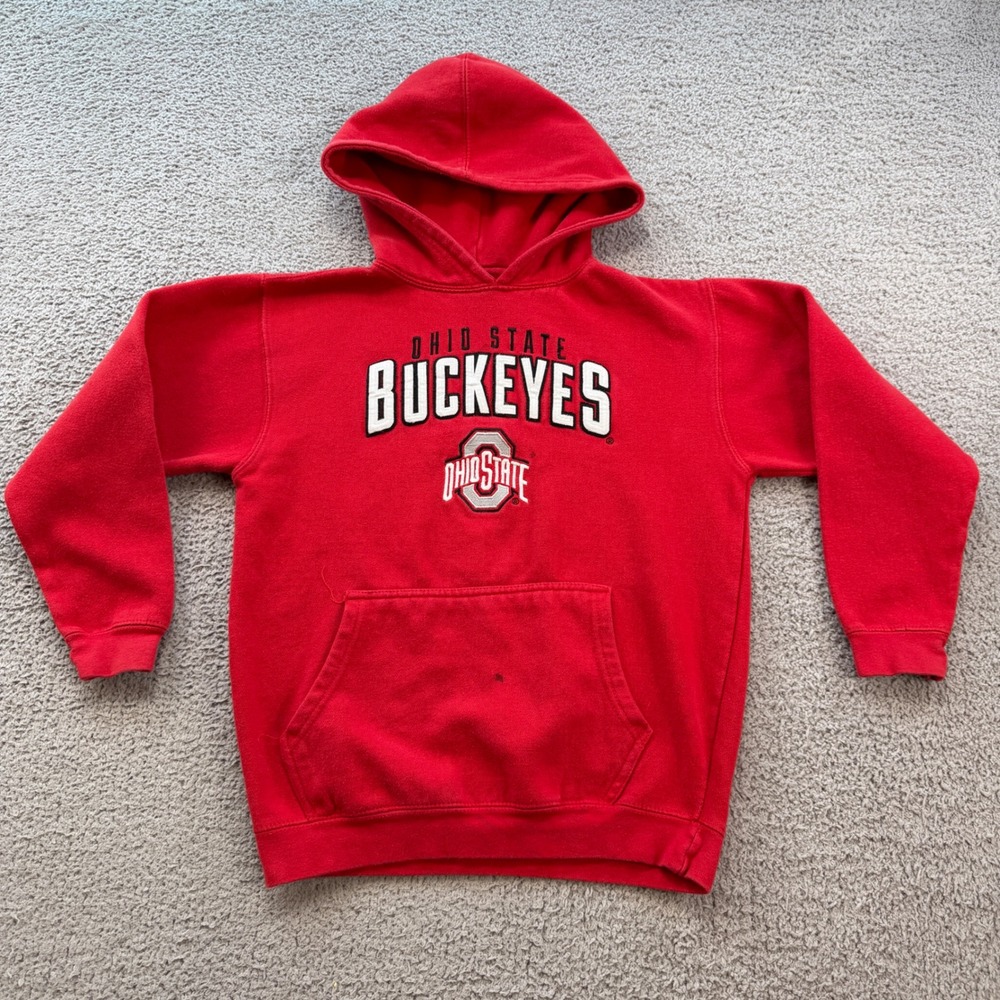 Ohio State Buckeyes Hoodie Red Embroidered Pullover Mens L NCAA 2000s